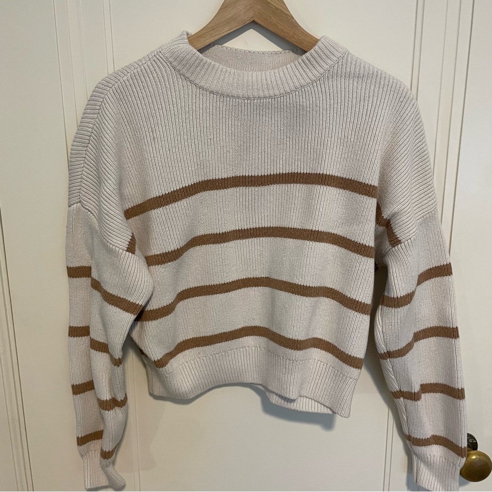 Abercrombie Striped Ribbed Crew Neck Sweater Small
